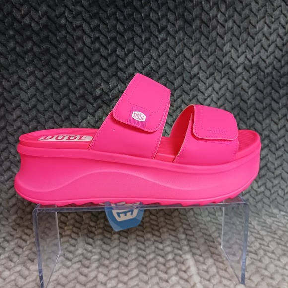 Hey Dude Delray Slide Mono Classic Women's Sandals Electric Pink Platform Sz 9 - Picture 7 of 12